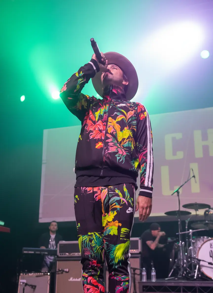 Professional JAM Master performer on stage in colorful outfit
